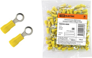 Клемма болтовая луженая d 4-6мм  5,5-6 SQ0502-0009 в изоляции (уп100шт)
