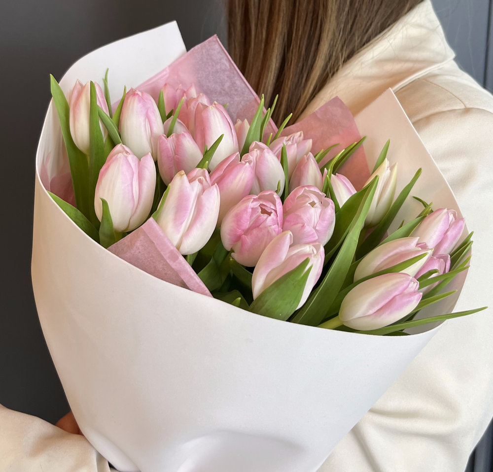 Букет "Макарунс" (Розовые тюльпаны)