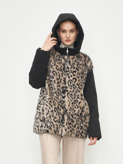 Шуба женская чебурашка тедди с капюшоном короткая, SilverFox (арт. 2204-021-7,4)