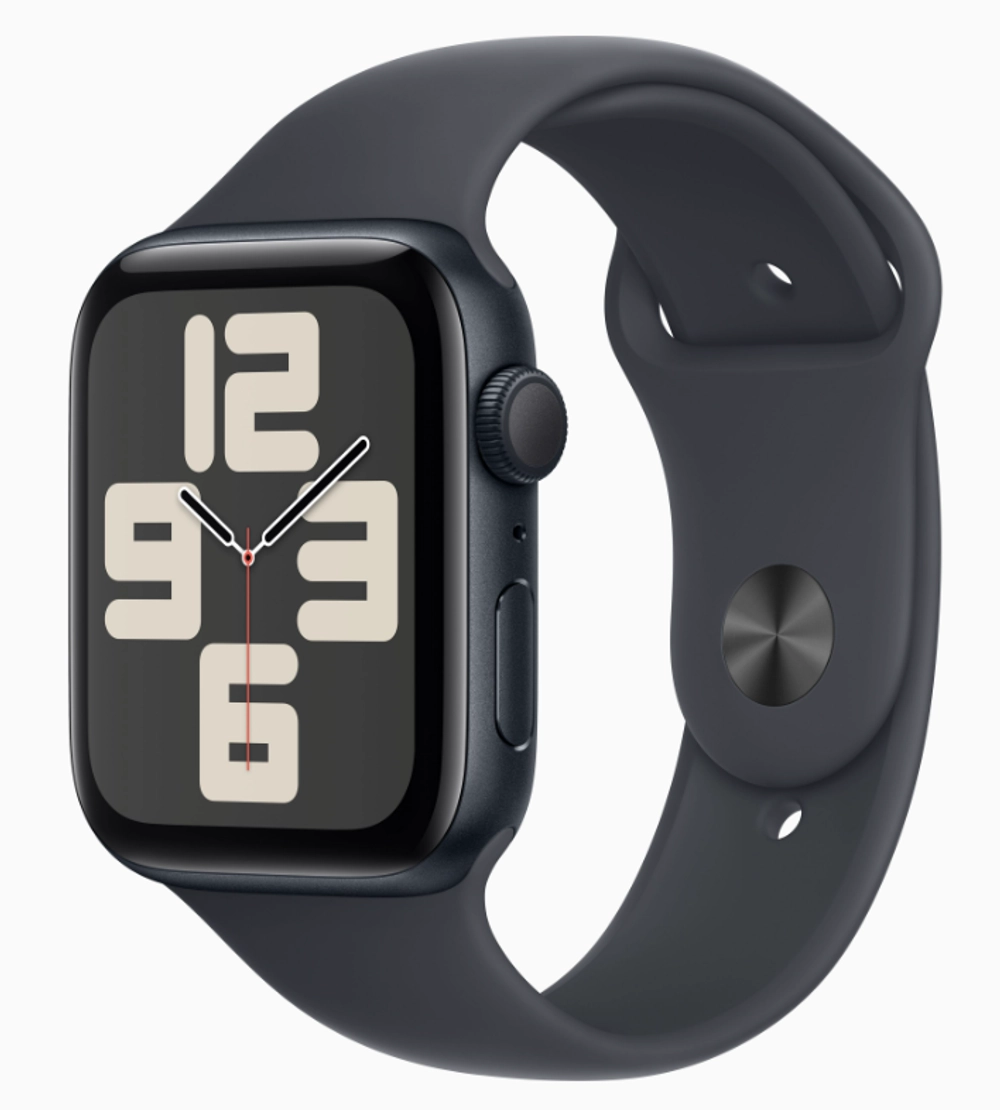 Apple Watch SE 2024 GPS 44mm Midnight Aluminum Case with Sport Band Midnight (Спортивный ремешок цвета Тёмная ночь) (M/L, 160–210 mm) MXEK3