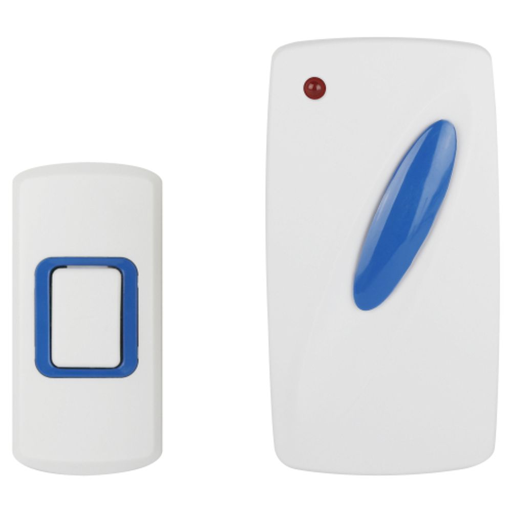 Звонок дверной ЭРА C93 беспроводной от сети белый с синим 6 мелодий | Электрозвонки беспроводные