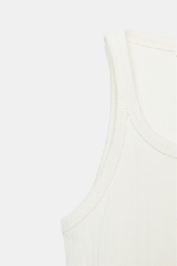 ZARA ТОП НА БРЕТЕЛЯХ В РУБЧИК, ЭКРЮ