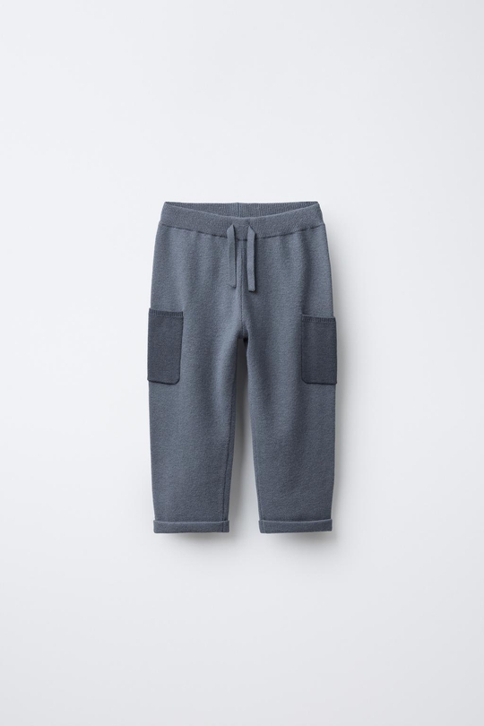 ZARA ТРИКОТАЖНЫЕ БРЮКИ-ДЖОГГЕРЫ, СИНИЙ МЕЛАНЖ