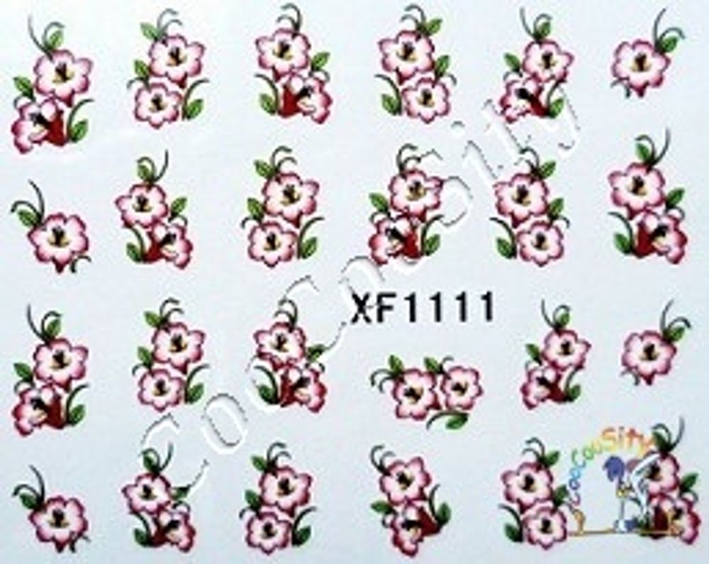 Слайдер-дизайн для ногтей цветы XF 1111