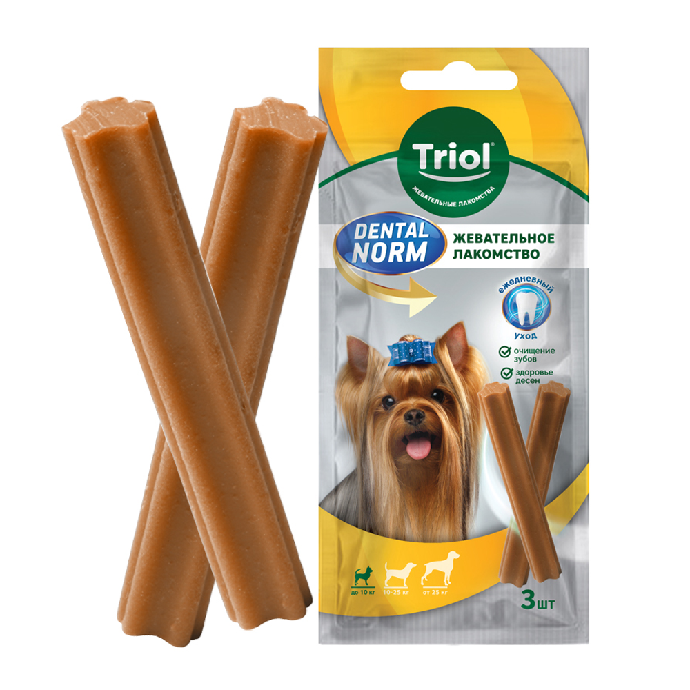 Лакомство для собак мелких пород "Палочки жевательные", 45г (уп.3шт.), серия DENTAL NORM, Triol