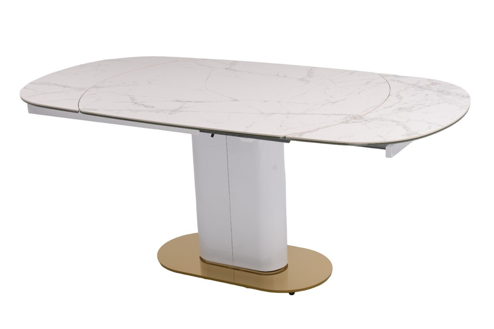 Стол обеденный Ist Casa раскладной Атриум-2, 140(30+30)х100х77 см, белая керамика