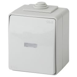 11-1602-03 ЭРА Выключатель с подсветкой IP65, 10АХ-250В, ОУ, Эра Эксперт, серый