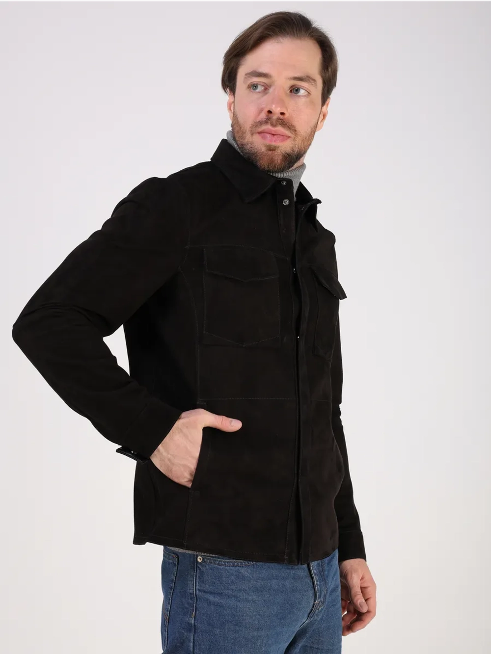 Кожаная куртка демисезонная замшевая рубашка