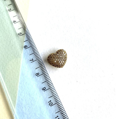 00807-з Подвеска-бусина «Сердце», позолота с фианитами, 12*14,5мм