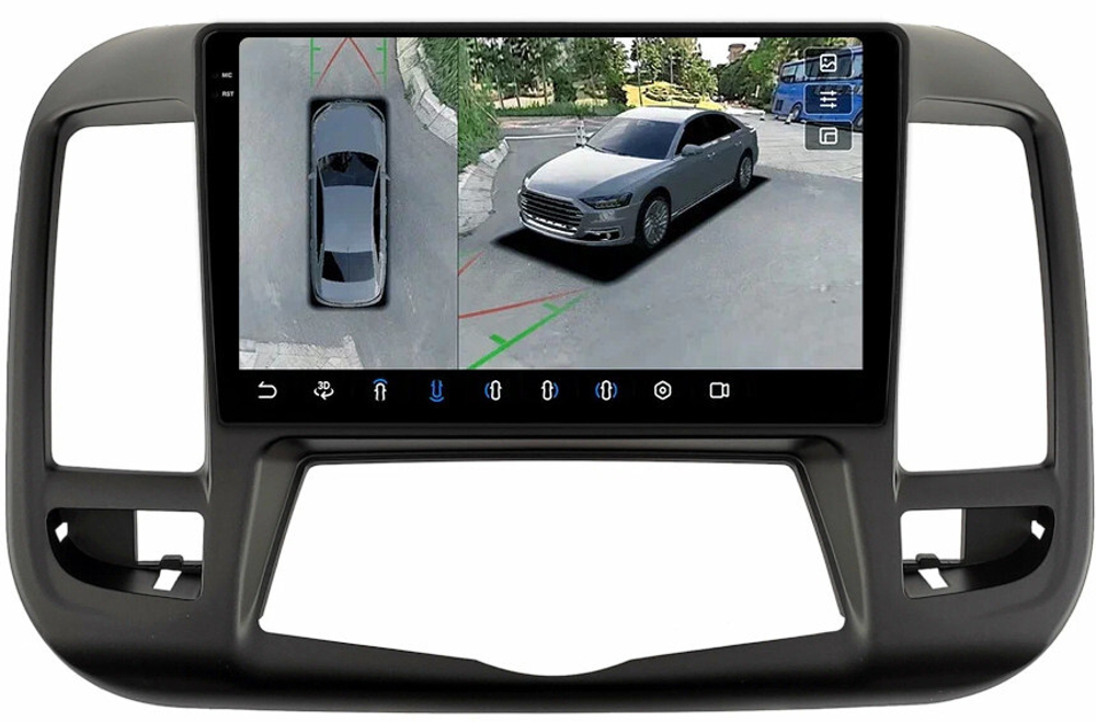 Магнитола для Nissan Teana J32 2008-2013 (ШГУ цветной, рамка тип 3) - FarCar BX9-360-7116F3B монитор 9.5" 2K QLED на Android 13, 6Гб+128Гб, CarPlay, 4G SIM-слот, 4 камеры в комплекте