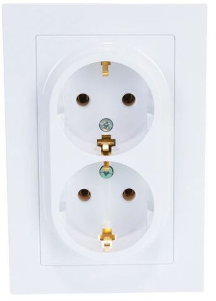 Розетка Systeme Electric 2-м ATLAS DESIGN с заземлением, 16А, в сборе, белая ATN000124