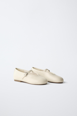 ZARA БАЗОВЫЕ БАЛЕТКИ, ЭКРЮ