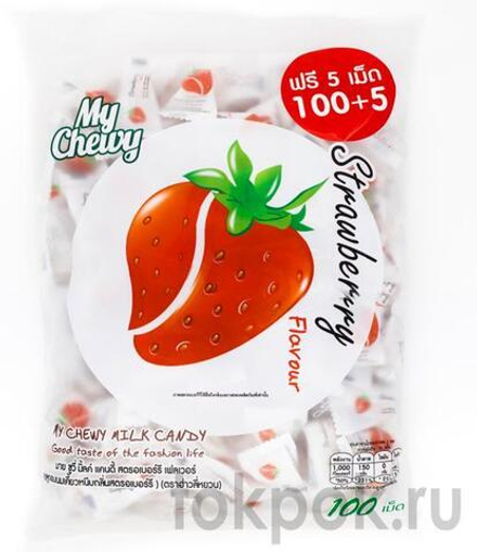 Жевательные молочные конфеты со вкусом клубники My Chewy Milk Candy Srtawberry flavour, 360 гр