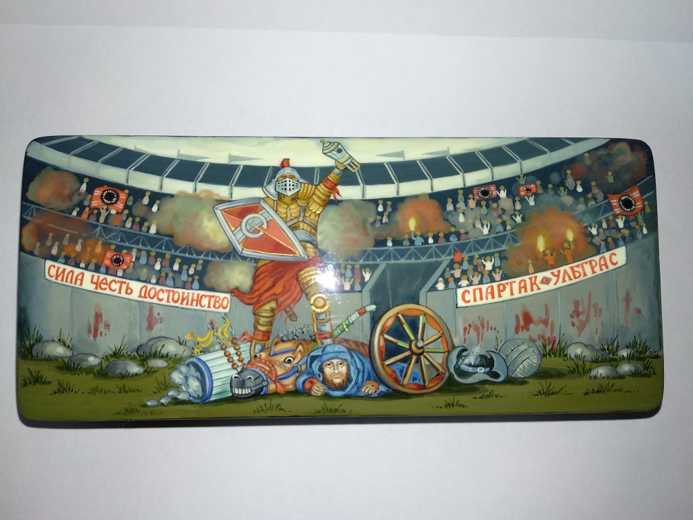 Шкатулка с ручной палехской росписью по заданию Заказчика