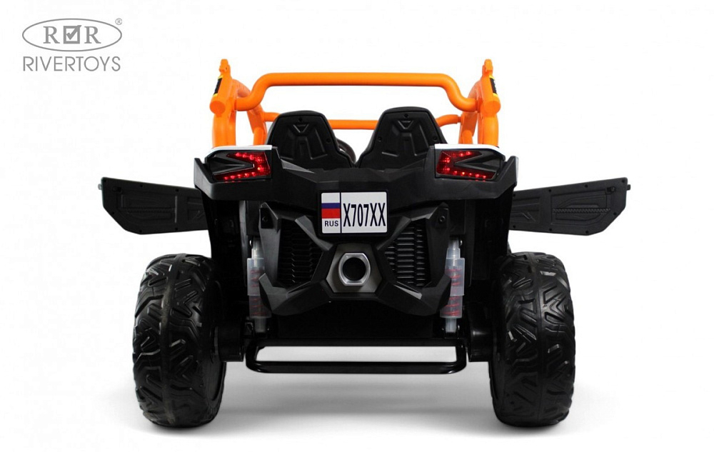 Детский электромобиль RiverToys X707XX WHITE-ORANGE/бело-оранжевый