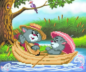 "Котики"-4072 ткань с нанесенным рисунком