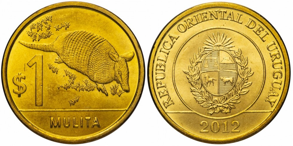 Уругвай 1 песо, 2011 - 2024 Броненосец UNC