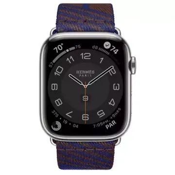 Apple Watch Hermès 45mm Silver Stainless Steel Case with Jumping Single Tour Rouge Sellier/Bleu Saphir
