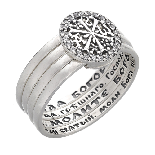 Кольцо из серебра/Чернение/Фианит