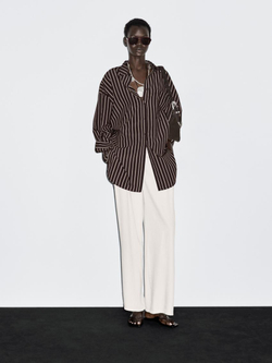 Massimo Dutti Рубашка свободного кроя в полоску, коричневый