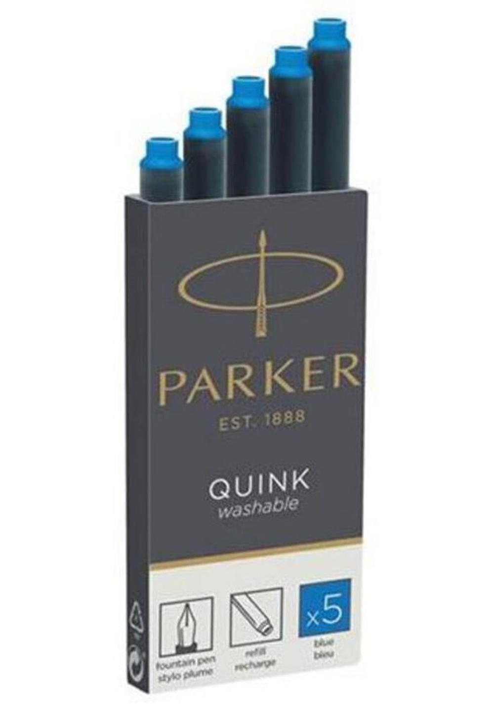Parker чернила баллончики Quink Ink Z11, синие 5шт. смывающиеся