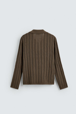 ZARA ПОЛО С УЗОРОМ «КОСЫ», РЫЖЕВАТО-КОРИЧНЕВЫЙ