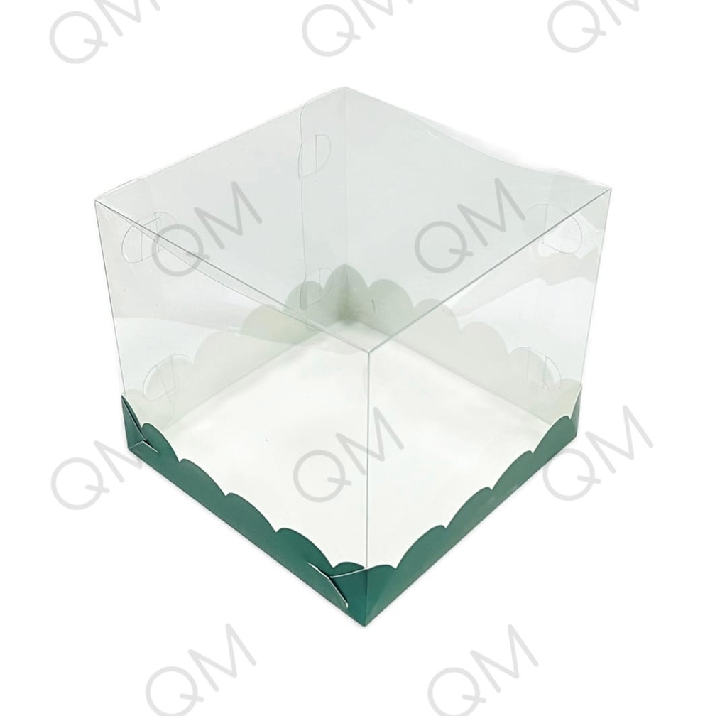 Коробка под кулич с прозрачным куполом 150*150*140 мм (зелёная матовая), 10шт