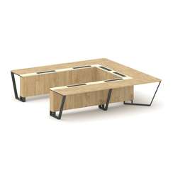 Steel Meet Стол переговорный П-образный KM-PR.B.SP-11P Тиквуд Светлый/Ваниль Глянец/Металл Антрацит