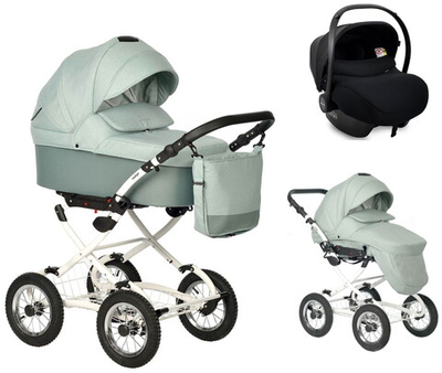 Детская коляска Indigo Barbara 21 Classic 3 в 1 с автокреслом Avionaut Cosmo Ba02 шалфей