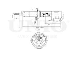 Амортизатор газовый передней подвески левый UNIO SAB-10178