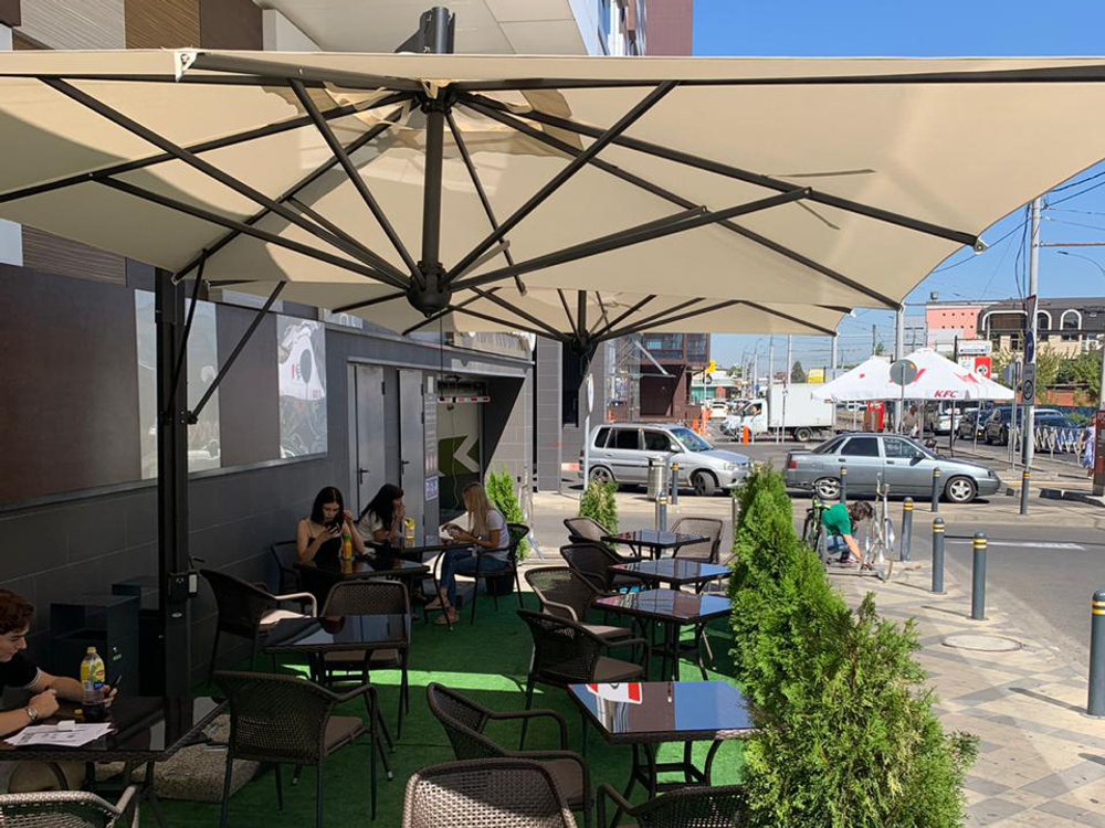 Зонт профессиональный двухкупольный 3х6 м Scolaro Alu Double Dark, антрацит, слоновая кость