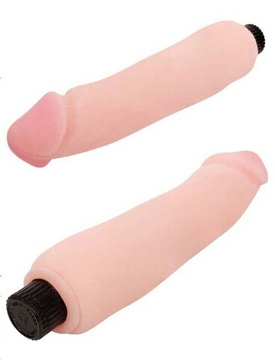 Водонепроницаемый вибратор выраженной головкой UltraSkin Vibro Realistic (Цвет: телесный)