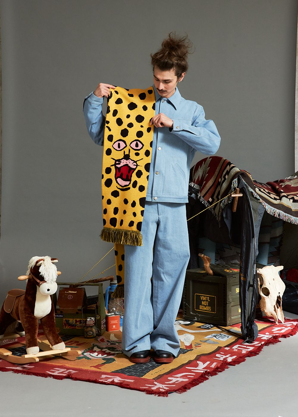 Шарф Кружок Леопард желтый