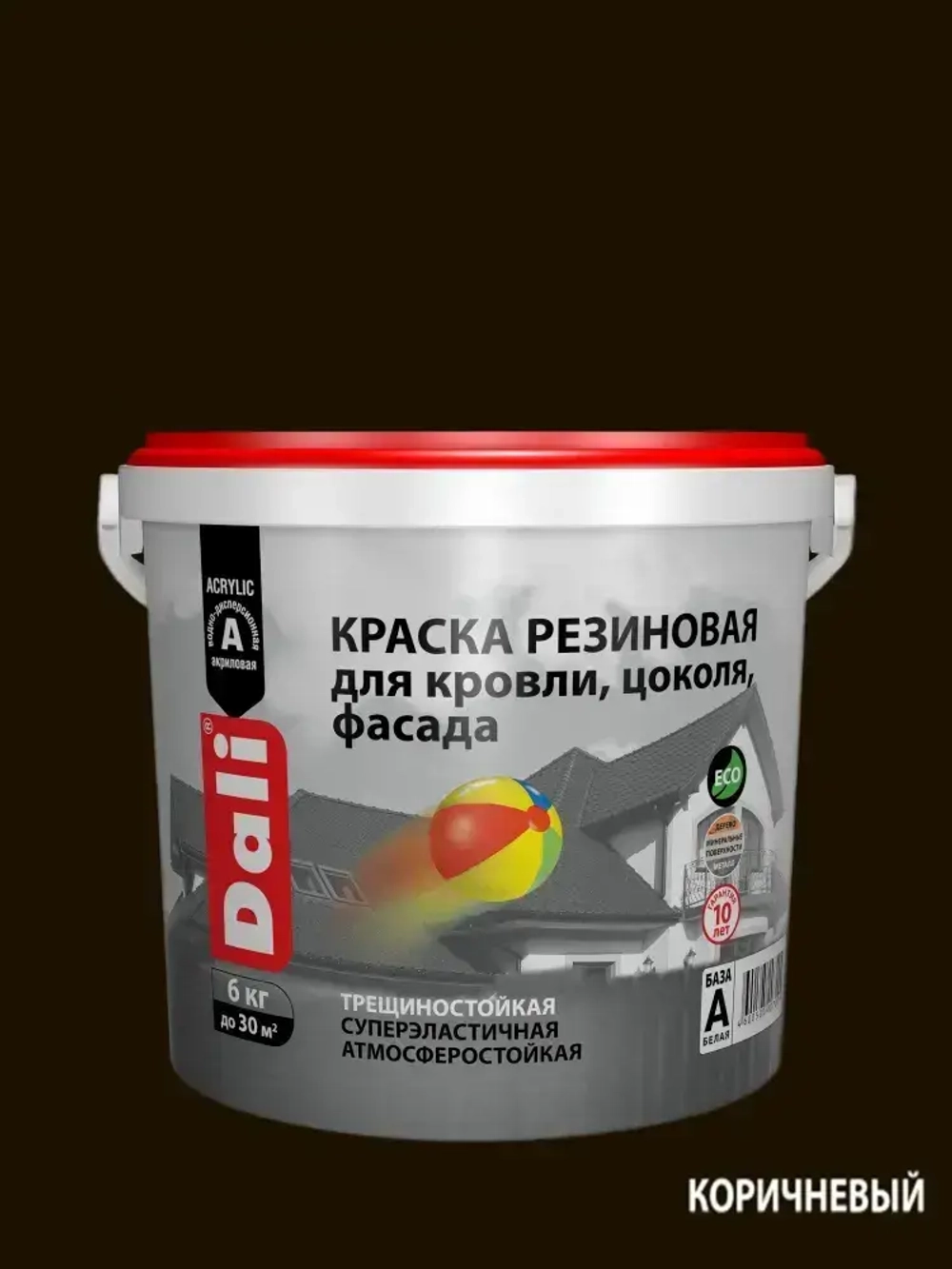 Краска DALI резиновая атмосферостойкая, коричневый, 6кг