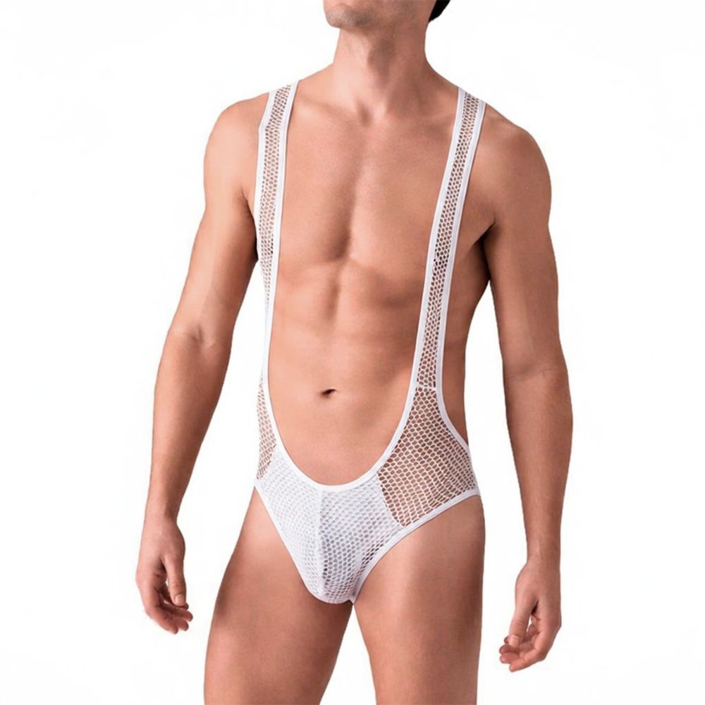 Мужское боди белое в сетку Doreanse 3053