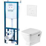 Пэк: Santek "Нео" подвесной унитаз с сиденьем SC + инсталляция + панель смыва белого цвета (1.WH30.2.463)