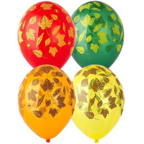 Латексный шар кристалл 14" Осенние листья ассорти