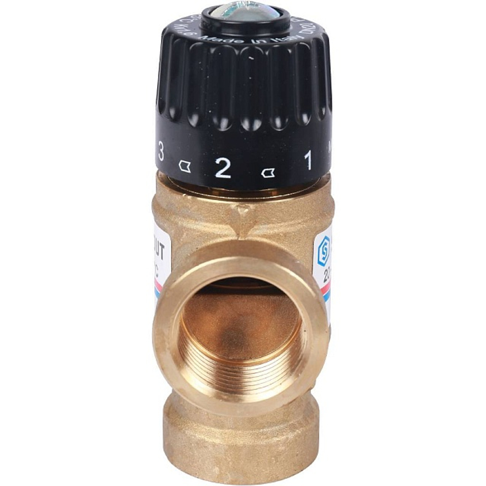 Клапан термостатический смесительный STOUT - 3/4" (ВР, 20-43°C, Kvs 1.6, L-образное смешивание)
