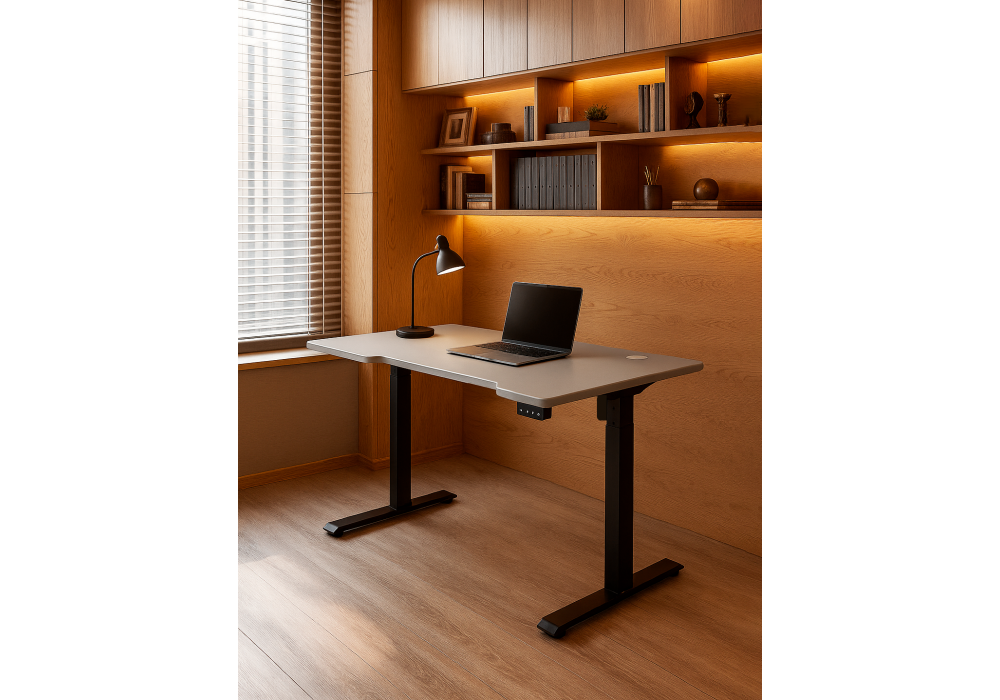 Компьютерный стол Woodville Маркос 140х80 светло-серый, черный, ножки черные