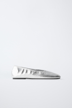 ZARA БАЛЕТКИ, СЕРЕБРИСТЫЙ