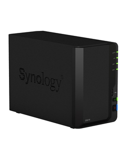 Synology DS218 Сетевое хранилище QC1,4GhzCPU/2GB DDR4/RAID0,1/up to 2hot plug HDDs SATA(3,5'')/2xUSB3.0,1xUSB2.0/1GigEth/iSCSI/2xIPcam(up to 20)/1xPS