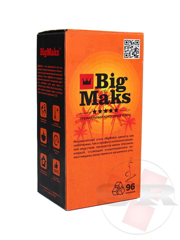 Уголь кокосовый «Big Maks», 22 мм. (96 шт., 1 кг.)