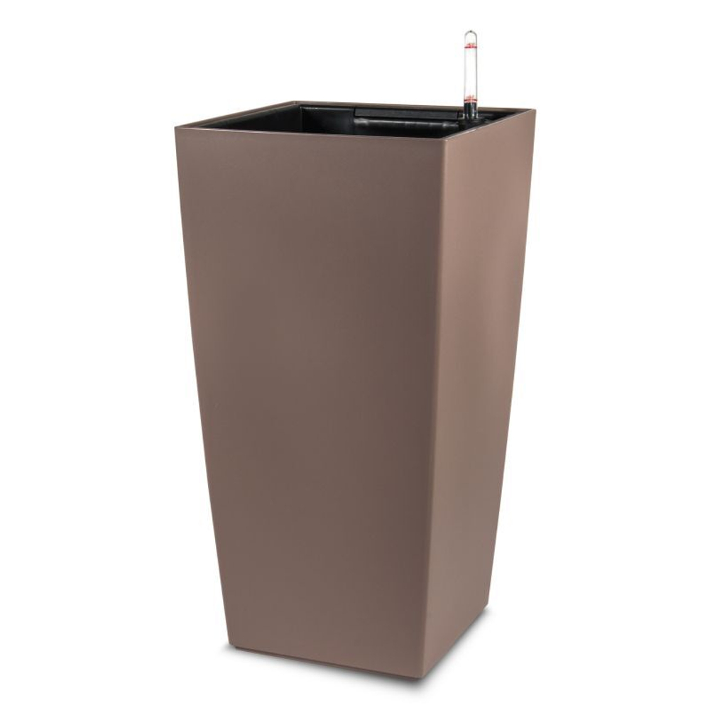 Кашпо Lechuza "Color Cubico Complete nutmeg" (пластик), 30x30xH56 см