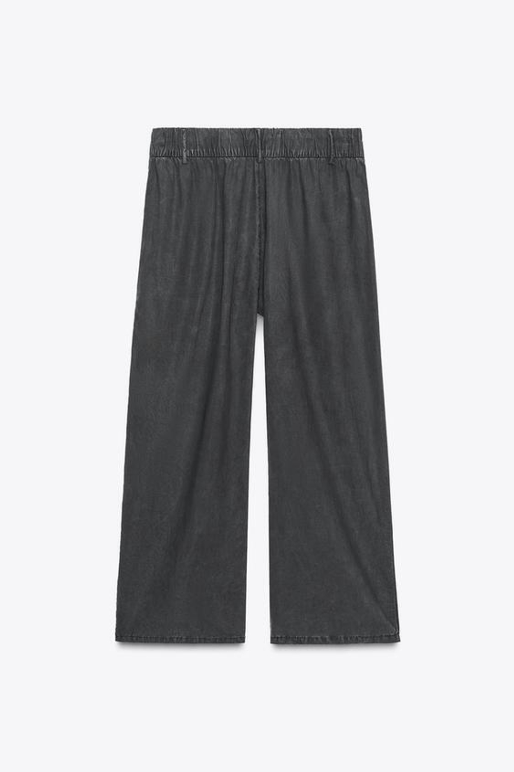 ZARA УКОРОЧЕННЫЕ БРЮКИ ИЗ СТРУЯЩЕЙСЯ ТКАНИ, ЧЕРНЫЙ