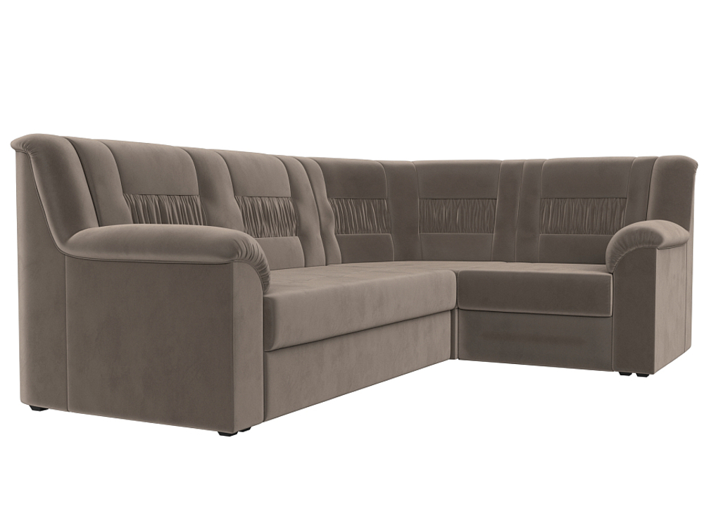 Диван угловой Карелия правый угол, Коричневый, Велюр, 113344