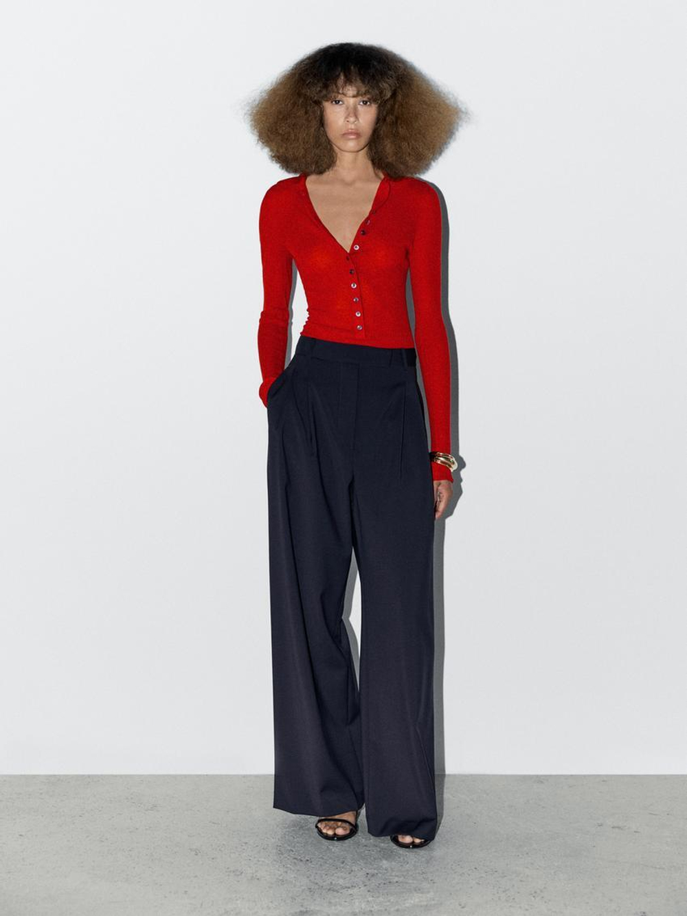 Massimo Dutti Полупрозрачный боди - STUDIO, красный