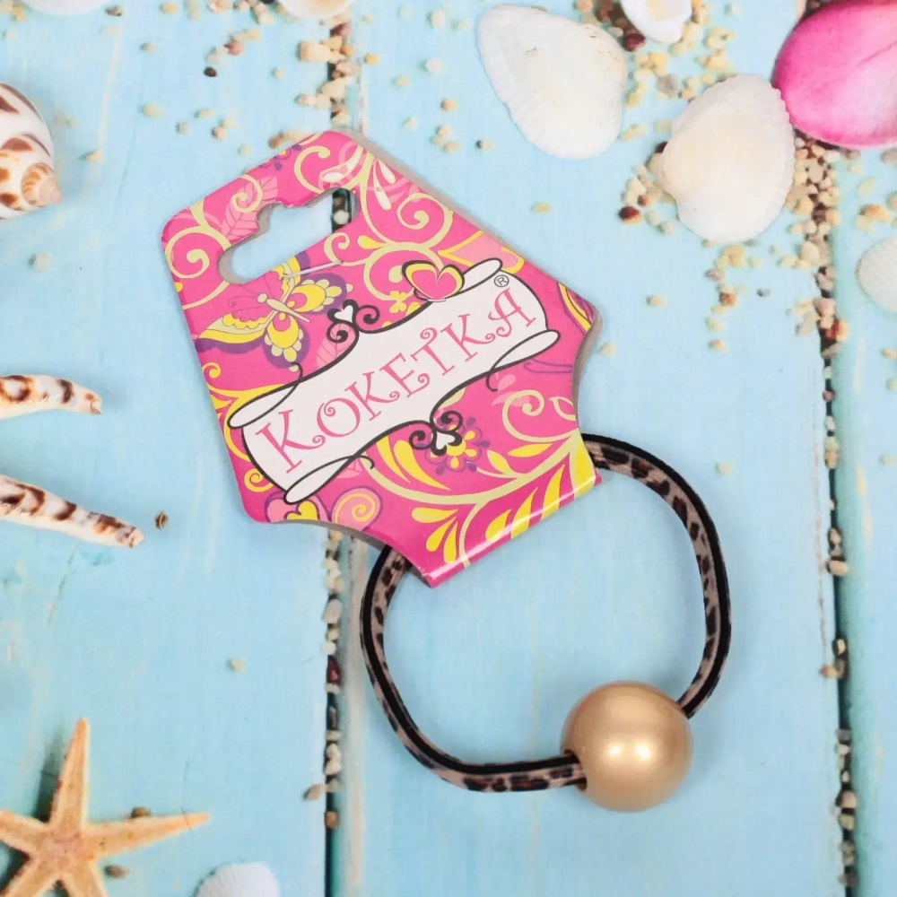 Резинка для волос 1шт «Кокетка - Aks Bambina Gold», шарик, цвет леопард, d-5см