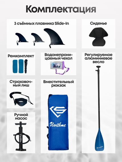 Сапборд надувной с сиденьем Uwithme Starfish Blue 350x89x15 см