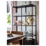 Стеллаж - IKEA VITTSJÖ/VITTSJO, 100х36х175 см, черно-коричневый/стекло, ВИТШЁ/ВИТШЕ ИКЕА