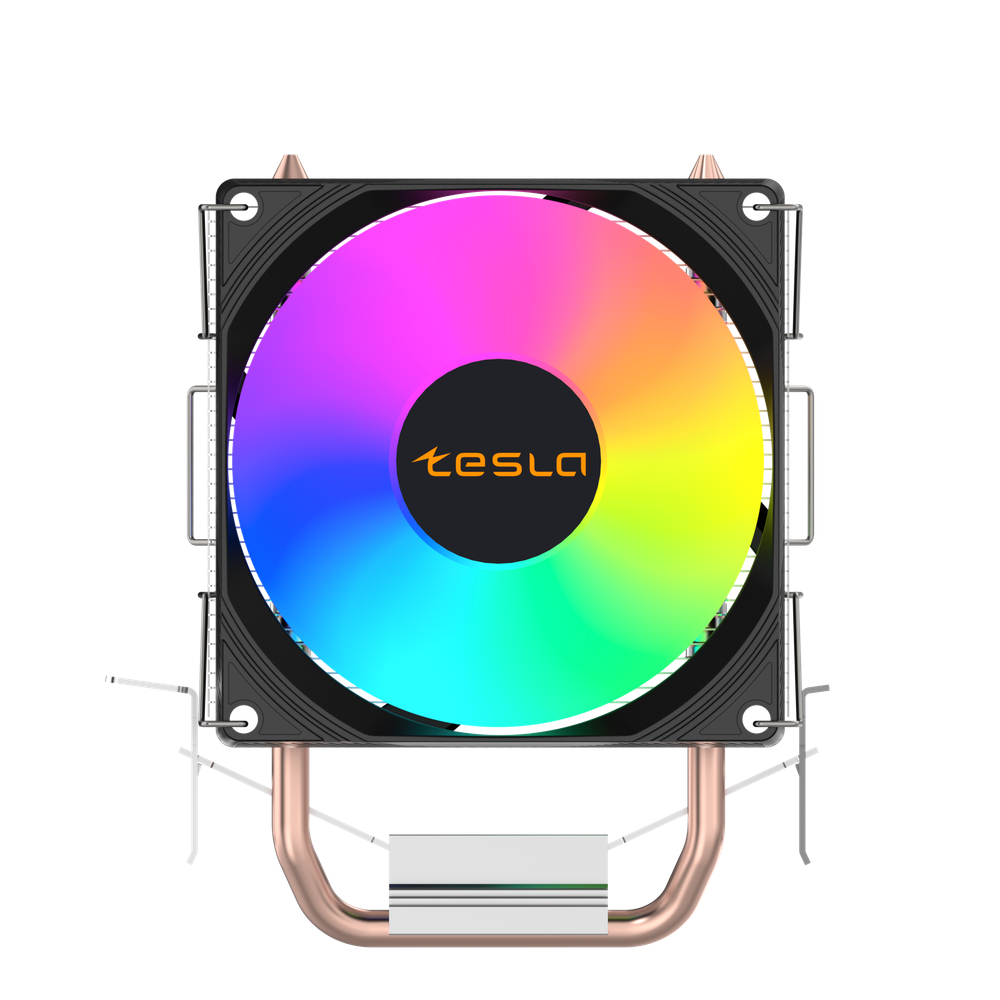 Кулер для CPU TESLA SHADOW 902, 1х92мм, 600-1800rpm, 4-pin, Al+Cu, серебристый-черный-белый/FRGB, 52CFM, 23дБ, 2-PIPE(прямой контакт), TDP 110Вт, INTEL 1700/1200/115x/775/1366, AMD AM5/AM4/AM3(+)/AM2(+)/FM2(+)/FM1/754/940/939 (TSL-902PWM-FRGB)